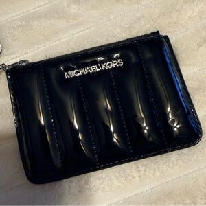 Michael Kors Black Leather Zip Pouch